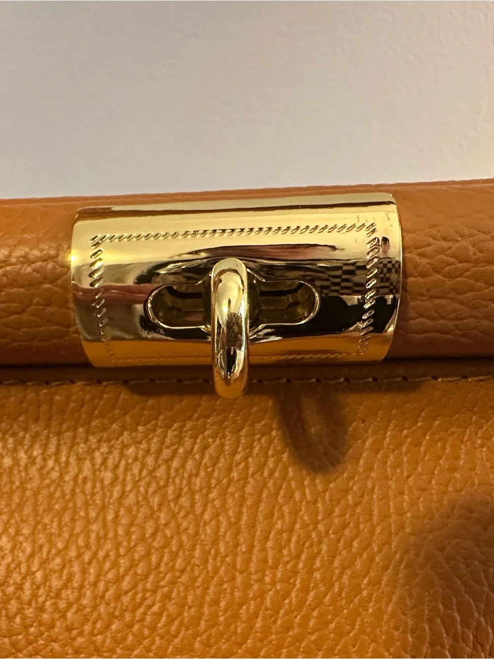 Classic Structured Top-Handle Bag in Cognac Brown